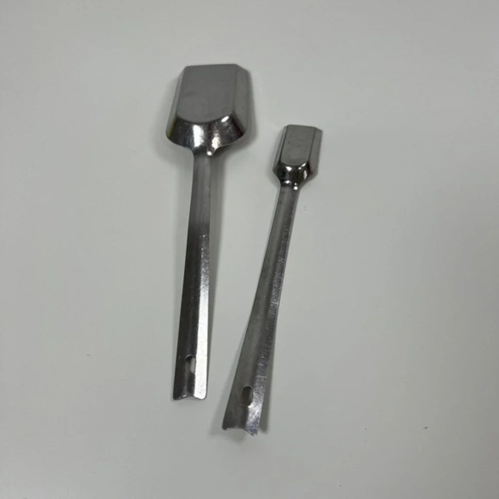 VTG Long Handle Shovel Style Stainless Measuring Spoon Set of 2 Japan‎ MCM 1950s